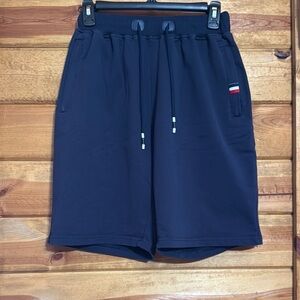 Men’s Navy Blue Drawstring Shorts with Stripe Detail. Size - L
